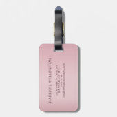 Elegante World Map Rose Gold Glitzer Monogram Name Gepäckanhänger (Rückseite vertikal)