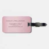 Elegante World Map Rose Gold Glitzer Monogram Name Gepäckanhänger (Rückseite horizontal)