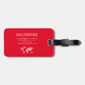 Elegante World Traveller Map Mit Monogramm Name Gepäckanhänger (Rückseite horizontal)