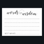 Elegante Wörter der Weisheit Hochzeitsratgeber Kar Tischnummer<br><div class="desc">Diese eleganten minimalistischen Worte der Weisheit-Karten sind die perfekte Ergänzung zu Ihrem Hochzeitsempfang oder Bridal/Polterabend. Dieses Design bietet eine Kombination aus Handschrift und Schriftart in Schwarz. Die Gäste haben Platz,  um ihren Heiratsantrag und ihren Namen verlassen.</div>