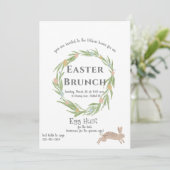 Elegante Wreath Bunny Osterfeier Einladung (Stehend Vorderseite)