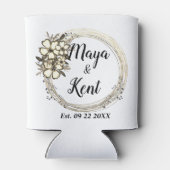 Elegante Wreath Floral Glitzer Wedding Dosenkühler (Rückseite)