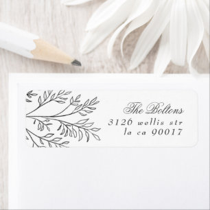 Elegante Wreath Floral Sketched Rücksendeadresse