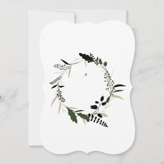 Elegante Wreath Grüne Einladung (Rückseite)
