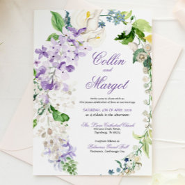 Elegante Wreath Lila Florals Wedding Einladung