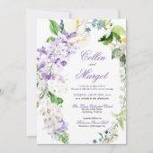 Elegante Wreath Lila Florals Wedding Einladung (Vorderseite)