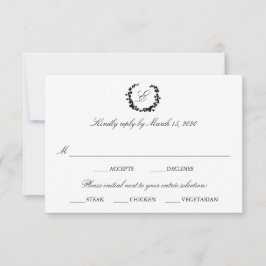 Elegante Wreath Meal Choice Hochzeit RSVP Karte