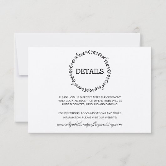 Elegante Wreath Rustic Kraft Hochzeitsdetails Einladung (Vorderseite)