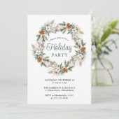 Elegante Wreath Watercolor Weihnachtsfeier Einladung (Stehend Vorderseite)