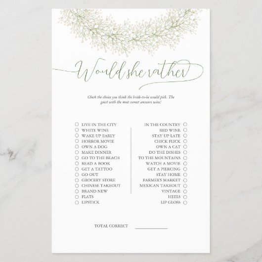Elegante Wreath würde sie eher Bridal Game Flyer (Vorne)