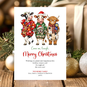 Elegante wunderliche Tiere Urlaub Weihnachtsgruß Feiertagskarte