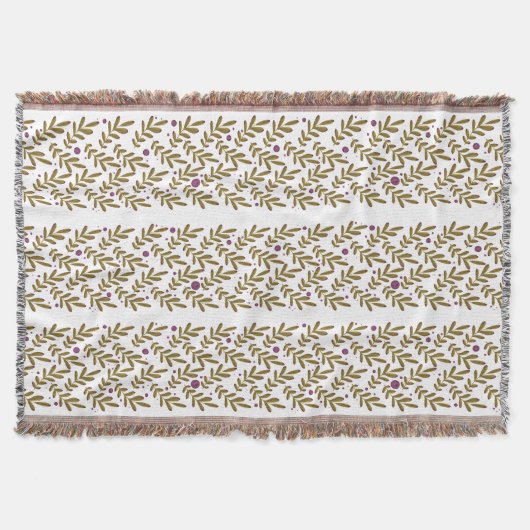 Elegante Wurfdecke mit Blatt- und Beerenmuster Decke (Vorderseite)