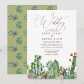 Elegante Wüste Cacti Succulents Einladung Hochzeit (Vorne/Hinten)