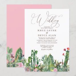 Elegante Wüste Cacti Succulents Einladung Hochzeit