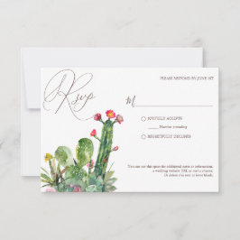 Elegante Wüste Cacti Succulents Wedding RSVP Karte