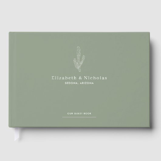 Elegante Wüste | Cactus Green Wedding Gästebuch (Vorderseite)