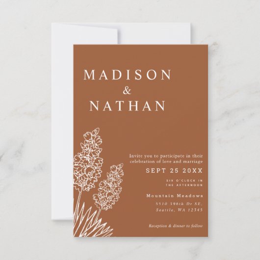 Elegante Wüste Yucca Blume Einladung (Vorderseite)