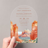 Elegante Wüstenberge Aquarell Hochzeitsbogen Acryleinladungen (Insitu (Handheld))