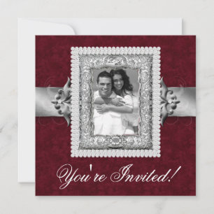Elegante Xmas Hochzeitsfotovorlage Juwelen Rot Einladung