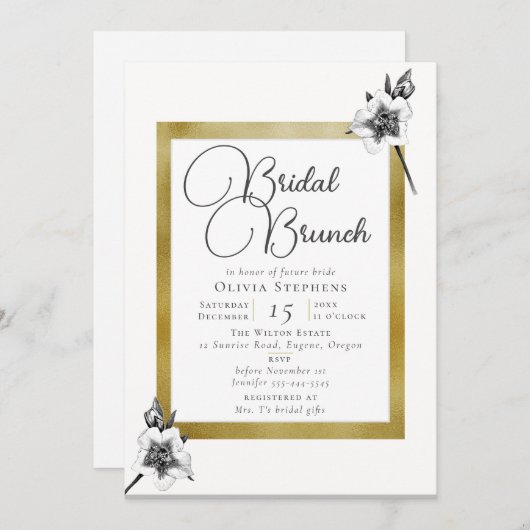Elegante Xmas Rose Gold Weihnachten Bridal Brunch Einladung (Vorne/Hinten)