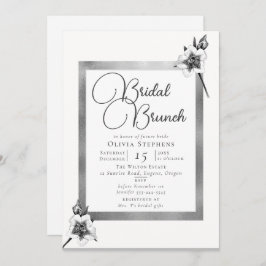 Elegante Xmas Rose Silver Christmas Bridal Brunch Einladung