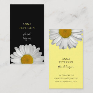 Elegante Yellow Black Daisy Blume Business Card Visitenkarte