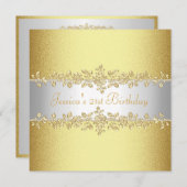 Elegante Yellow Gold Rose Geburtstagsparty Einladung (Vorne/Hinten)