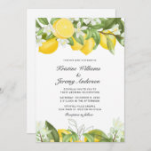 Elegante Yellow Lemons Watercolor Wedding Einladung (Vorne/Hinten)