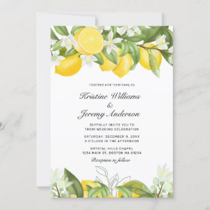 Elegante Yellow Lemons Watercolor Wedding Einladung
