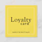 Elegante Yellow White Beauty Salon Loyalität Karte (Vorderseite)