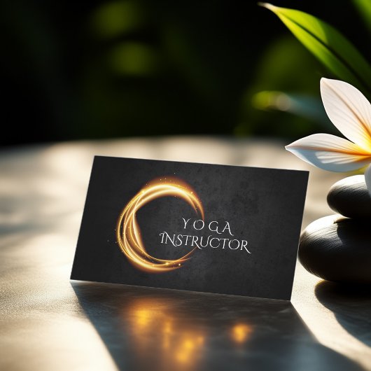 Elegante YOGA Black & Gold ZEN Symbol Glühen Licht Visitenkarte