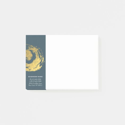 Elegante YOGA Blue & Gold ZEN Symbol Pinselstriche Post-it Klebezettel (Vorderseite)