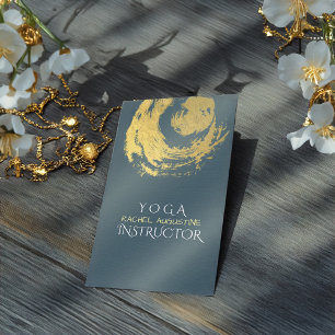 Elegante YOGA Blue & Gold ZEN Symbol Pinselstriche Visitenkarte