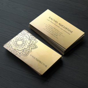 Elegante YOGA-Instructor Black Gold Floral Mandala Visitenkarte