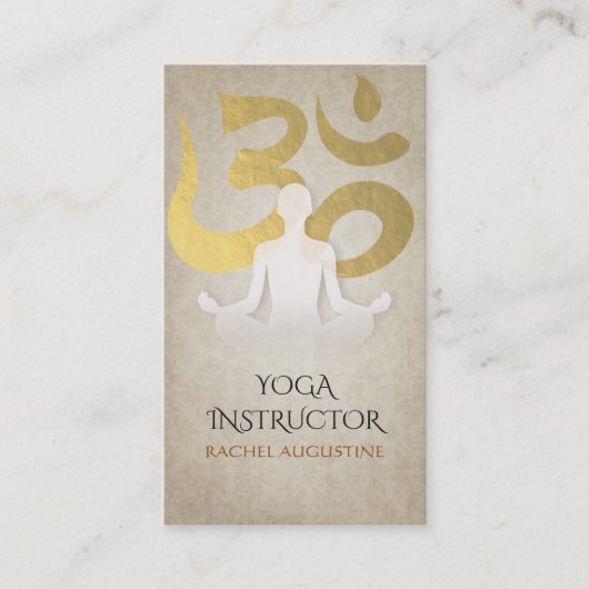 Elegante Yoga Meditation Pose Gold Foil Om Symbol Visitenkarte (Vorderseite)