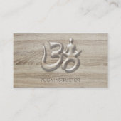 Elegante Yoga Meditation Pose Holz Om Symbol Visitenkarte (Vorderseite)
