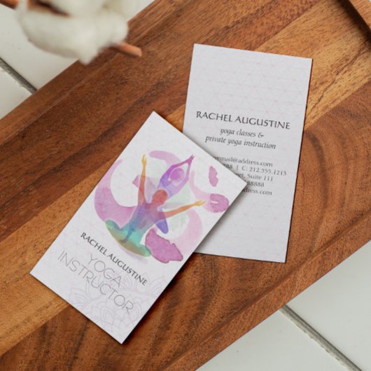 Elegante Yoga Meditation Pose Om Symbol Wasserfarb Visitenkarte