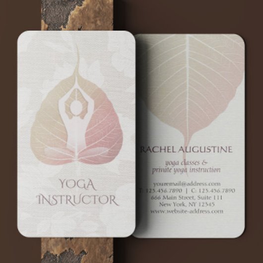 Elegante Yoga Meditation Postings mit Bodhi Leaf Visitenkarte