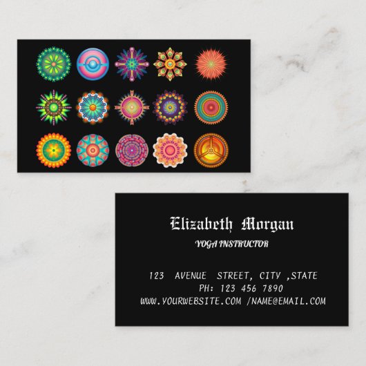 Elegante Yoga-Visitenkarte in Schwarz und Gold Visitenkarte (Vorne/Hinten)