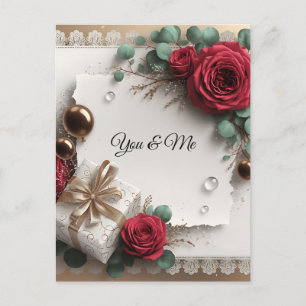 Elegante „You & Me“-Gold-Kursiv-Flachgrußkarte Feiertagspostkarte