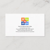 Elegante Zahlengrenzenbuchhalter Visitenkarte (Rückseite)