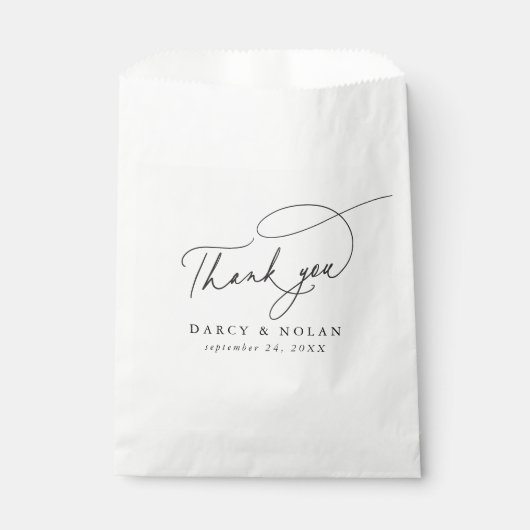 Elegante Zarge Schwarz-Weiß-Gastgeschenk Hochzeit- Geschenktütchen (Vorderseite)