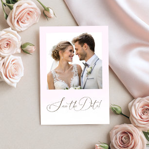 Elegante zarte Braut und Bräutigam Foto Junggesell Save The Date