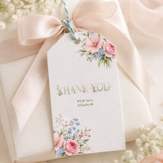 elegante zarte florale Frühlings-BRAUT dankeschön Geschenkanhänger