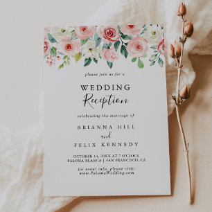 Elegante zarte herbstliche Blumenhochzeitsempfang Einladung