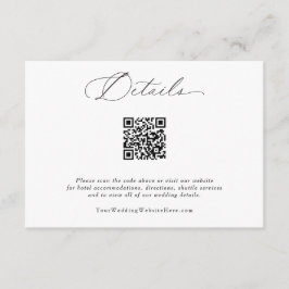 Elegante zarte Kalligraphie QR Hochzeitdetails Begleitkarte