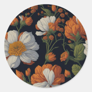 Elegante, zarte, orangefarbene Blume Runder Aufkleber