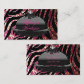 Elegante Zebra fuchsia Damask Fashion Business Car Visitenkarte (Vorne/Hinten)
