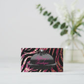 Elegante Zebra fuchsia Damask Fashion Business Car Visitenkarte (Stehend Vorderseite)