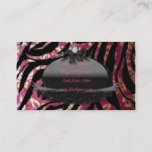 Elegante Zebra fuchsia Damask Fashion Business Car Visitenkarte (Rückseite)